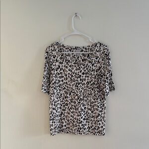 Chico's Black and White Boxy 3/4 Sleeve Blouse